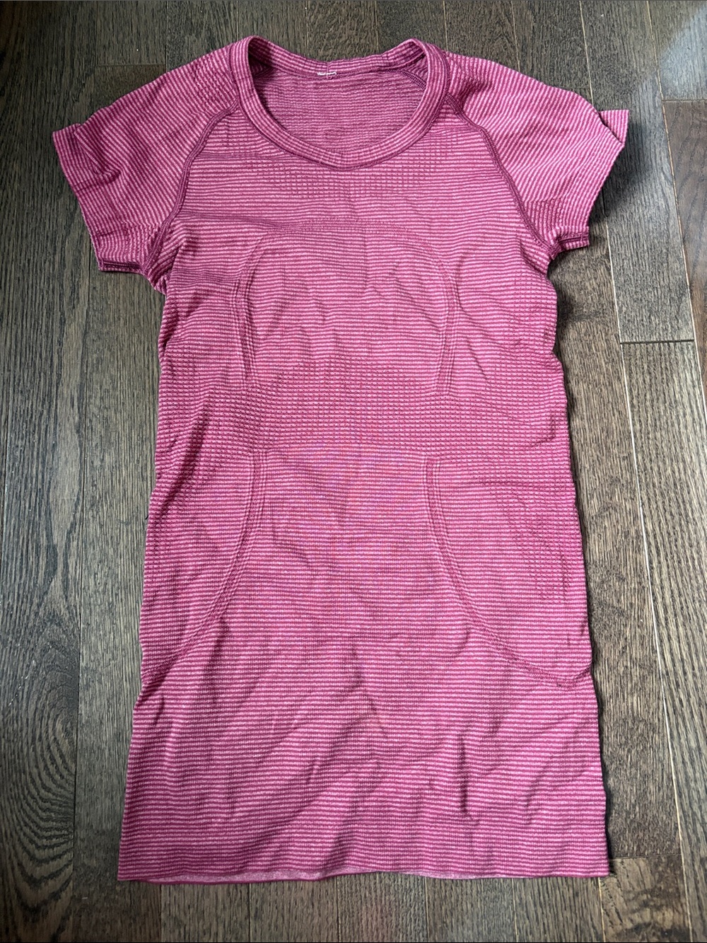 lululemon athletica Pink Striped Short-Sleeve Crew Tee